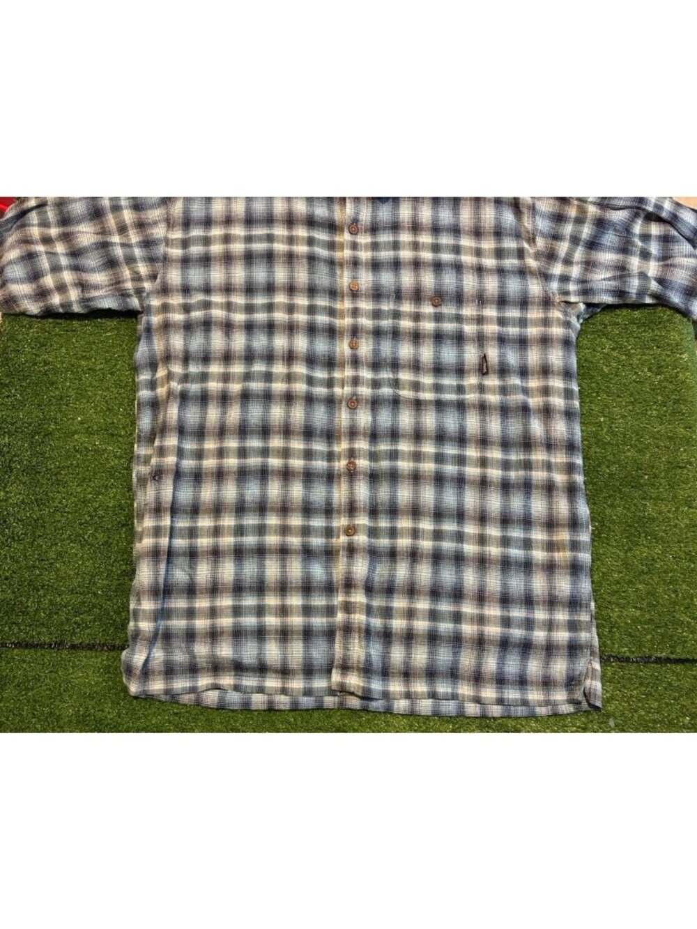 Patagonia shirt mens XL blue gray short sleeve plaid hiking outdoor pocktets - Picture 9 of 14